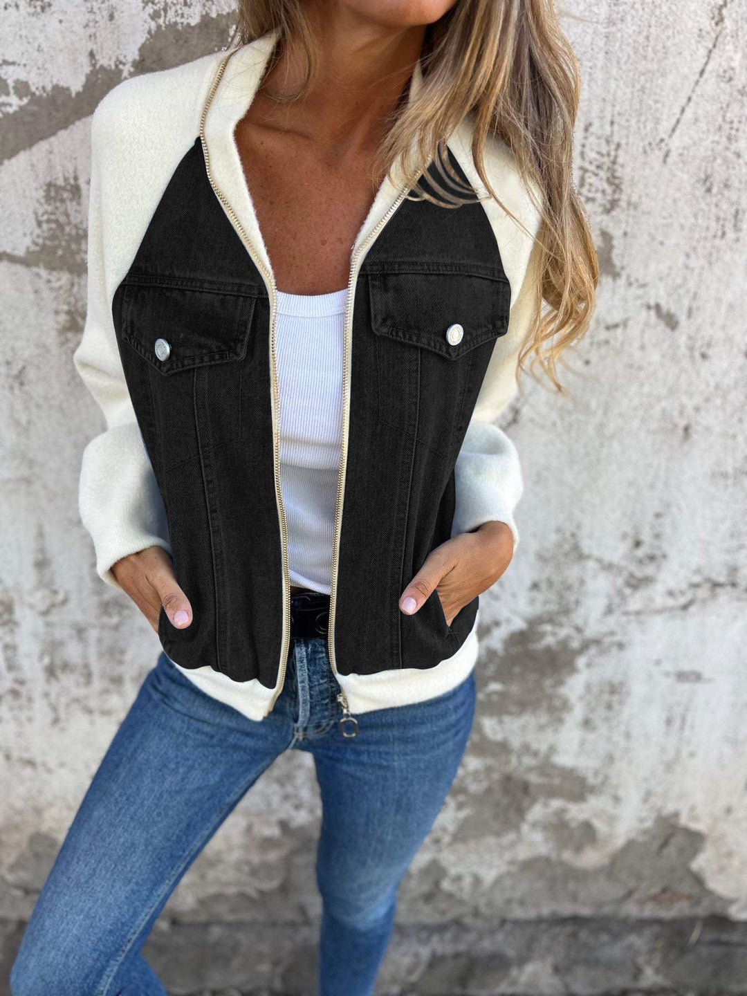 Women's Jacket | Tailored V-Neck | Autumn - White