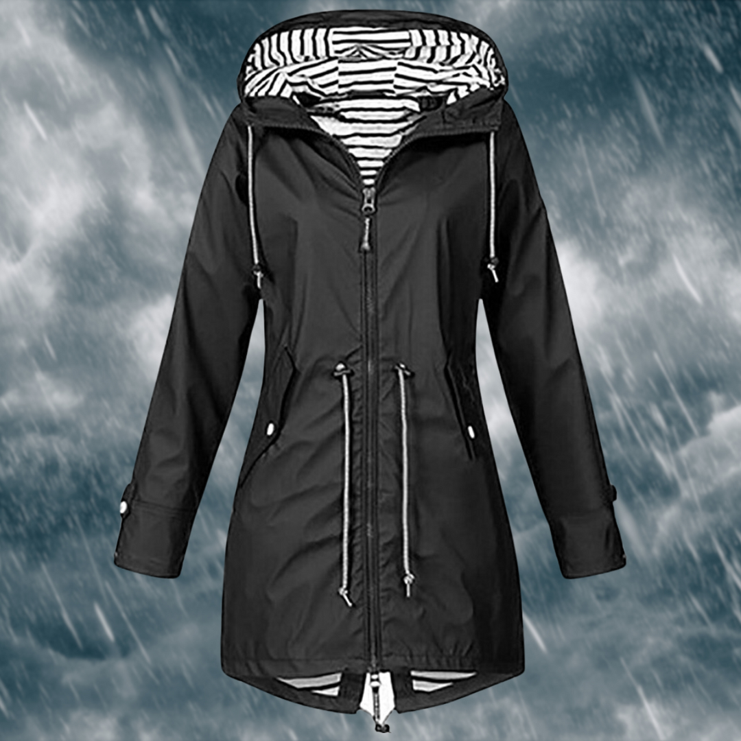 Women's Jacket | Water-Resistant | Hood | Autumn - Black
