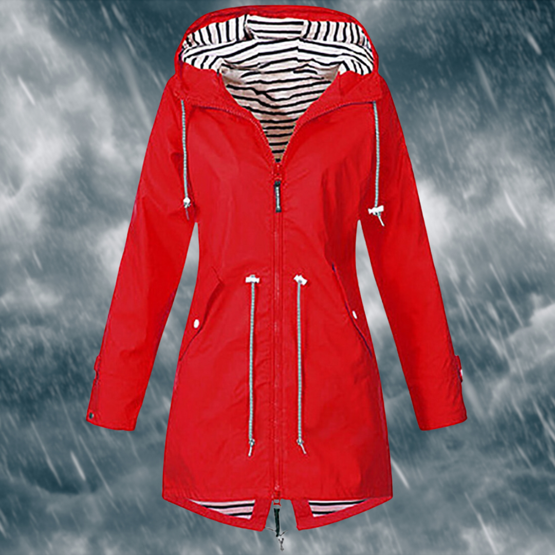 Women's Jacket | Water-Resistant | Hood | Autumn - Red