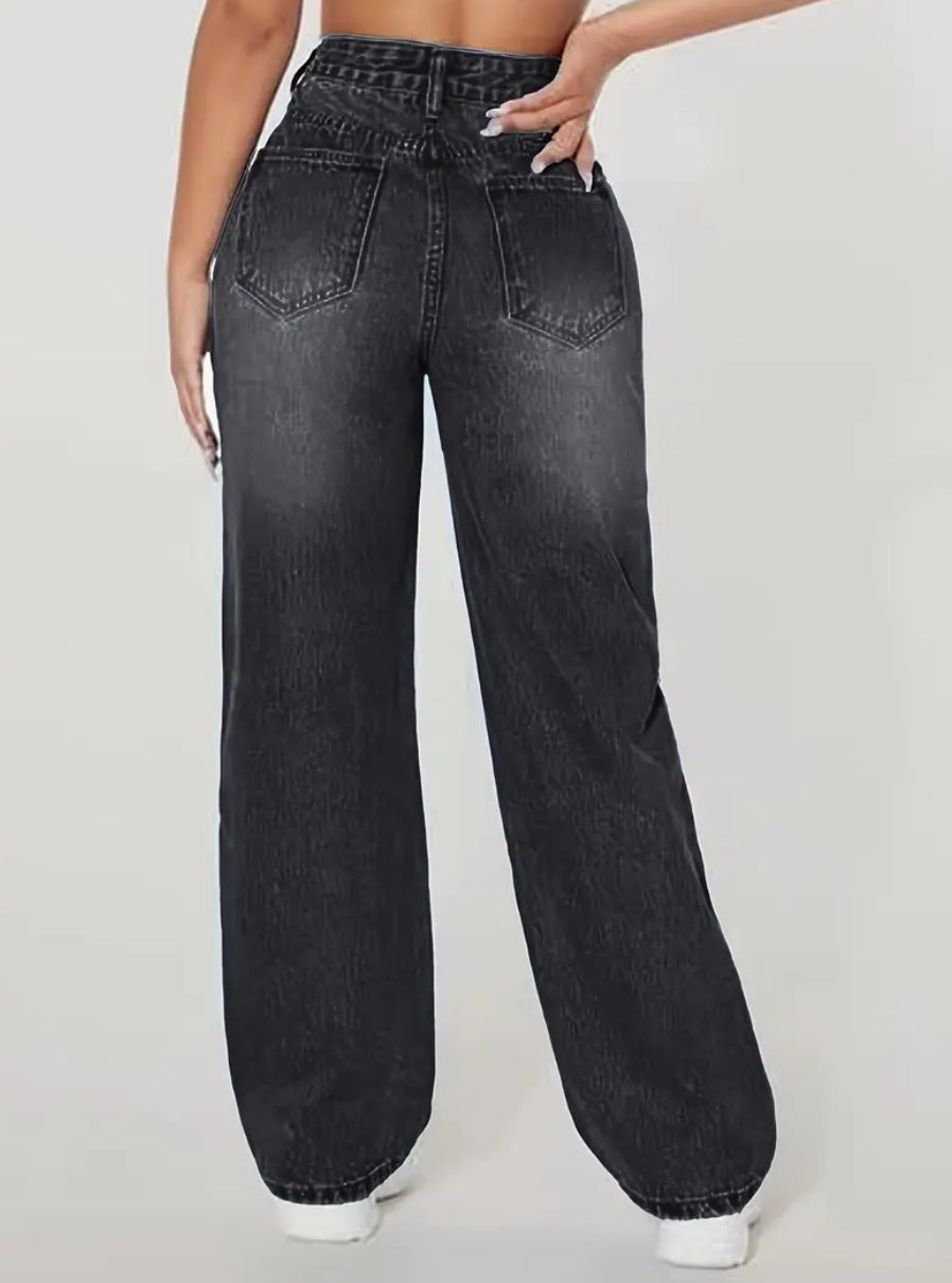 Women's Jeans | High Waist Ripped | Straight Leg | Summer