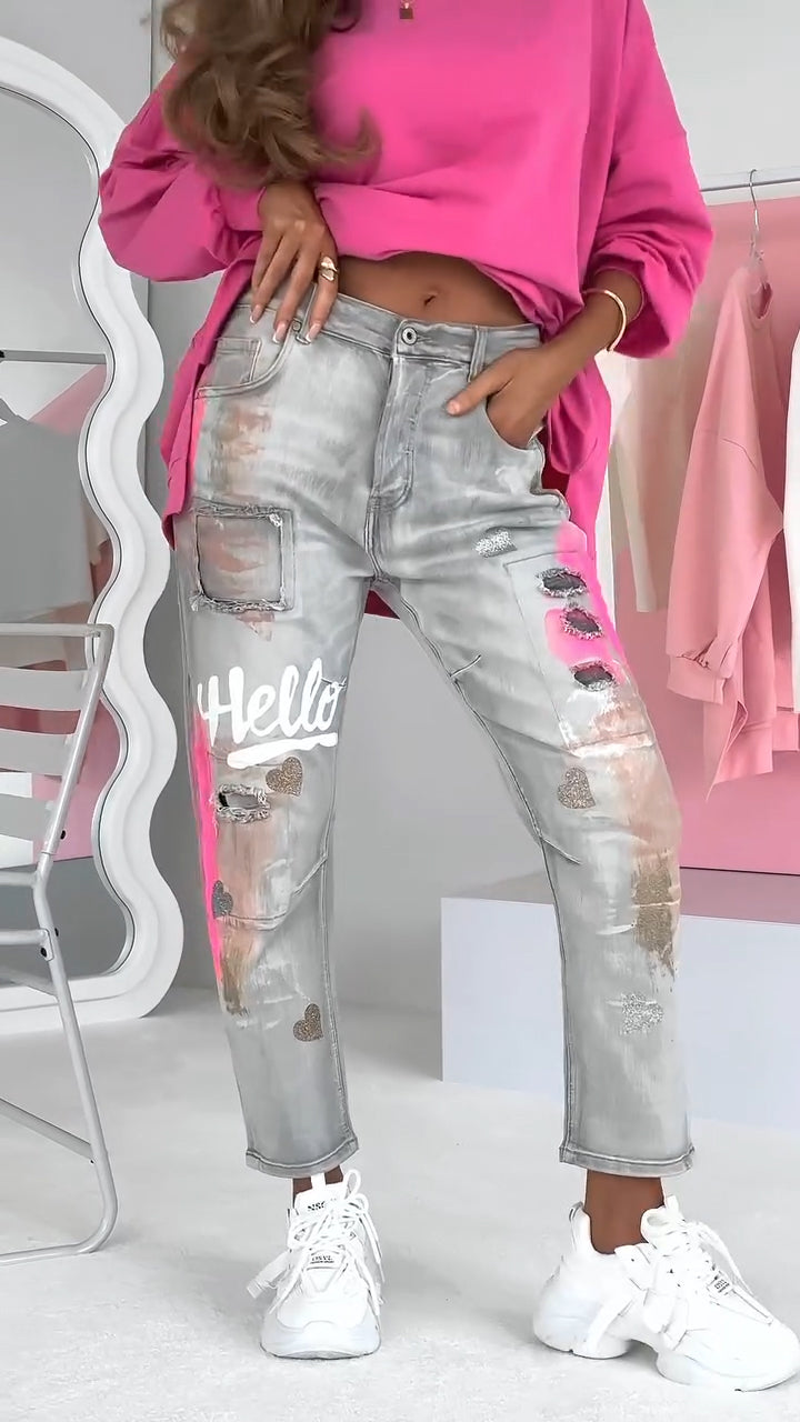 Women's Jeans | Relaxed | Fall - Light Grey