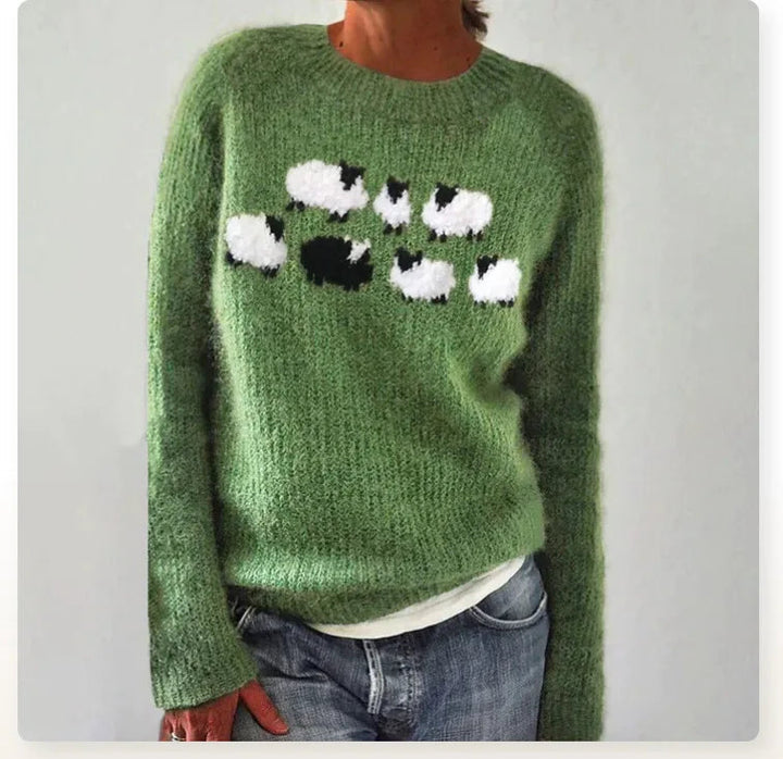 Women's Jumper | Contrast Pattern | Winter - Green