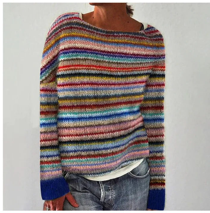 Women's Jumper | Contrast Pattern | Winter - Rainbow