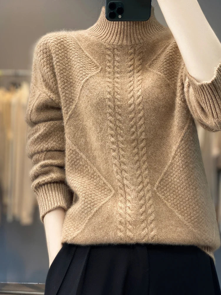 Women's Jumper | Oversized Knit | Winter - Beige