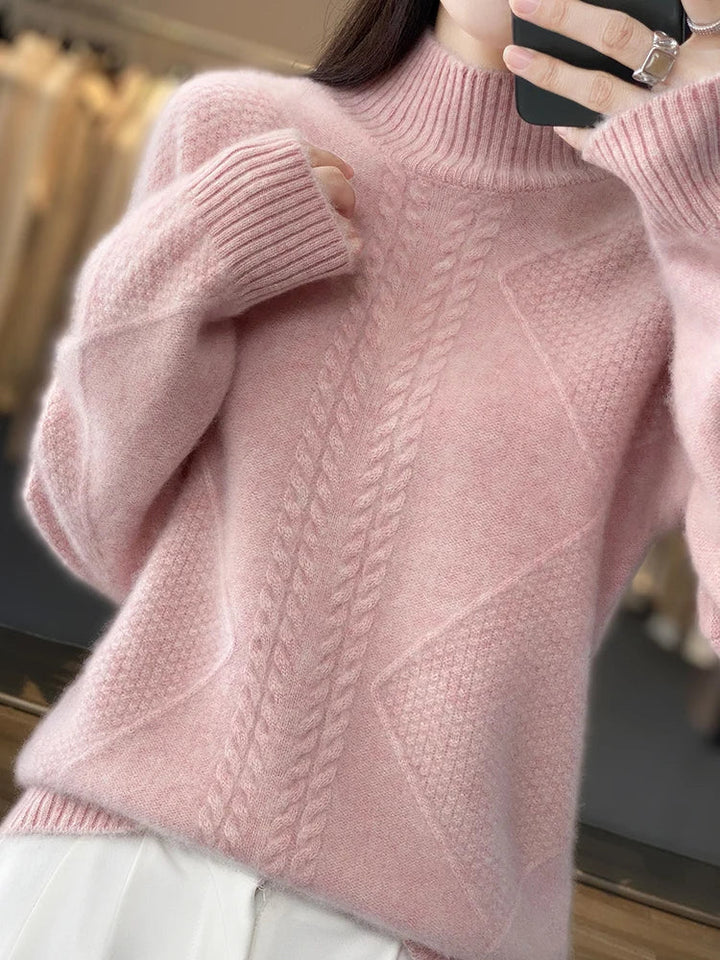 Women's Jumper | Oversized Knit | Winter - Pink