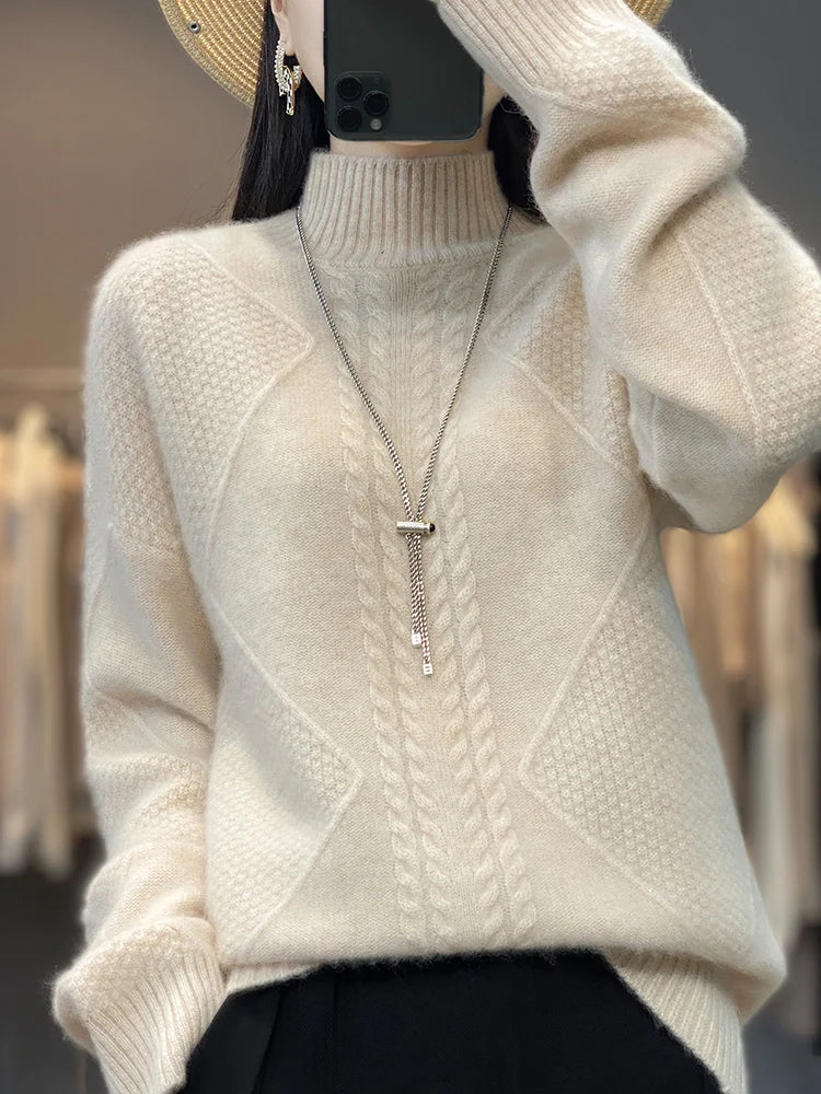 Women's Jumper | Oversized Knit | Winter - White