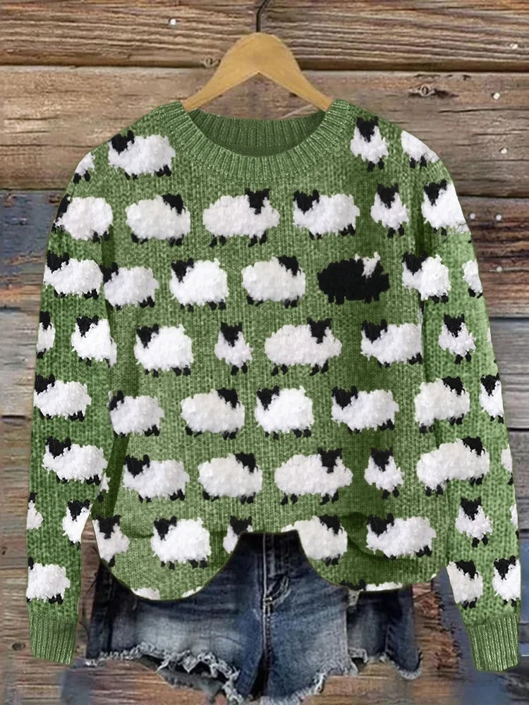 Women's Jumper | Tree Pattern | Winter - Green