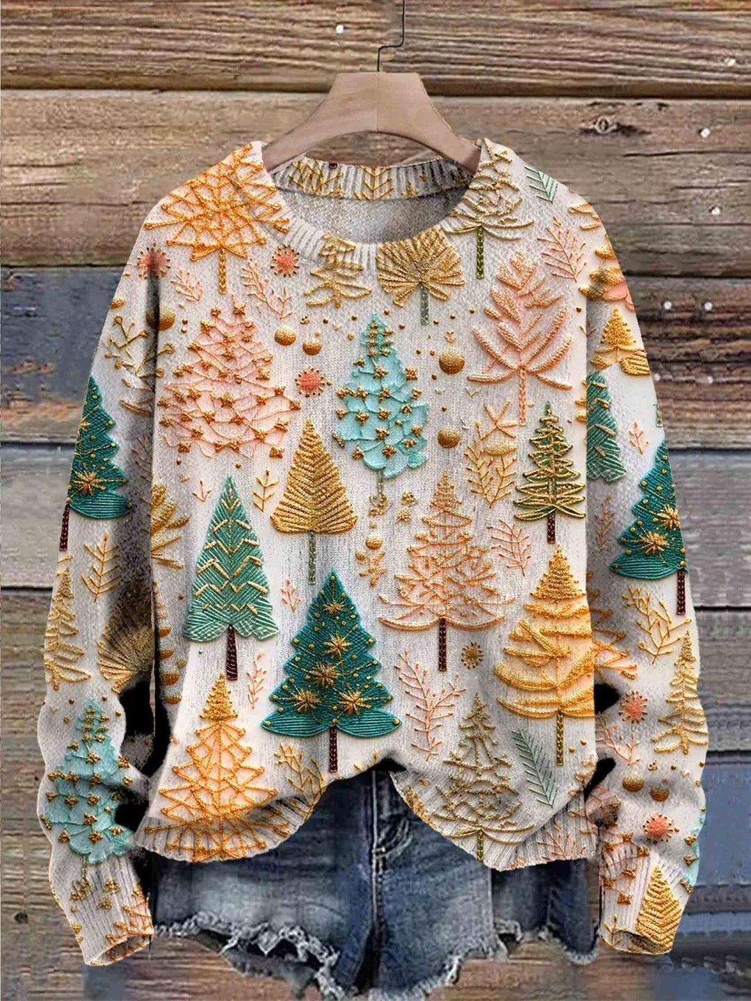 Women's Jumper | Tree Pattern | Winter - Multicolor