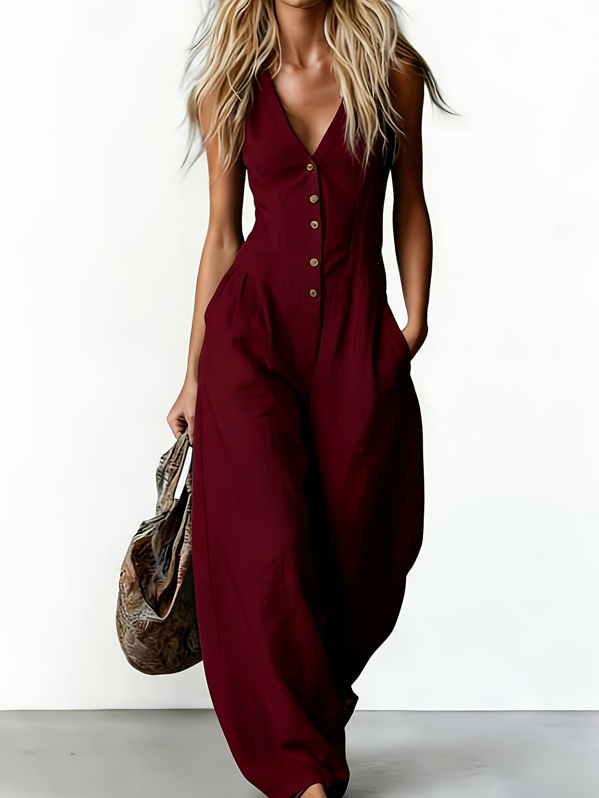 Women's Jumpsuit - Effortless Elegance & Comfort | Summer - Red