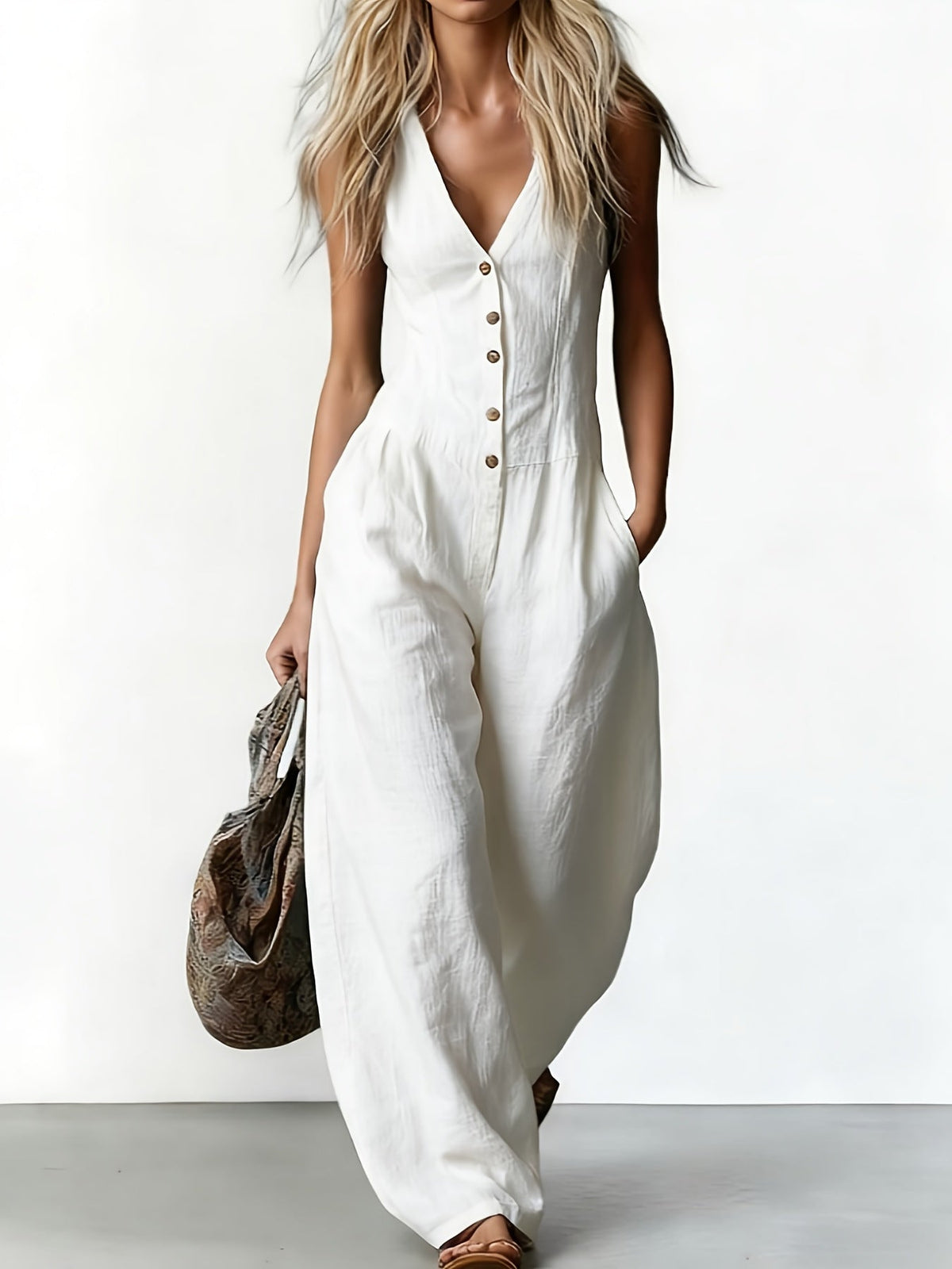 Women's Jumpsuit - Effortless Elegance & Comfort | Summer - White