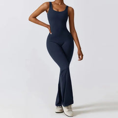 Women's Jumpsuit | Flared | Racerback Design | Summer - Blue