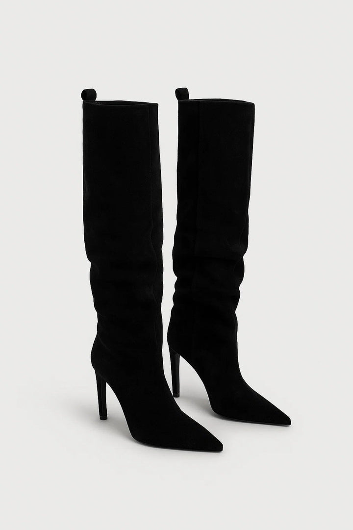 Women's Knee-High Boots | Pointed Heel | Autumn - Black