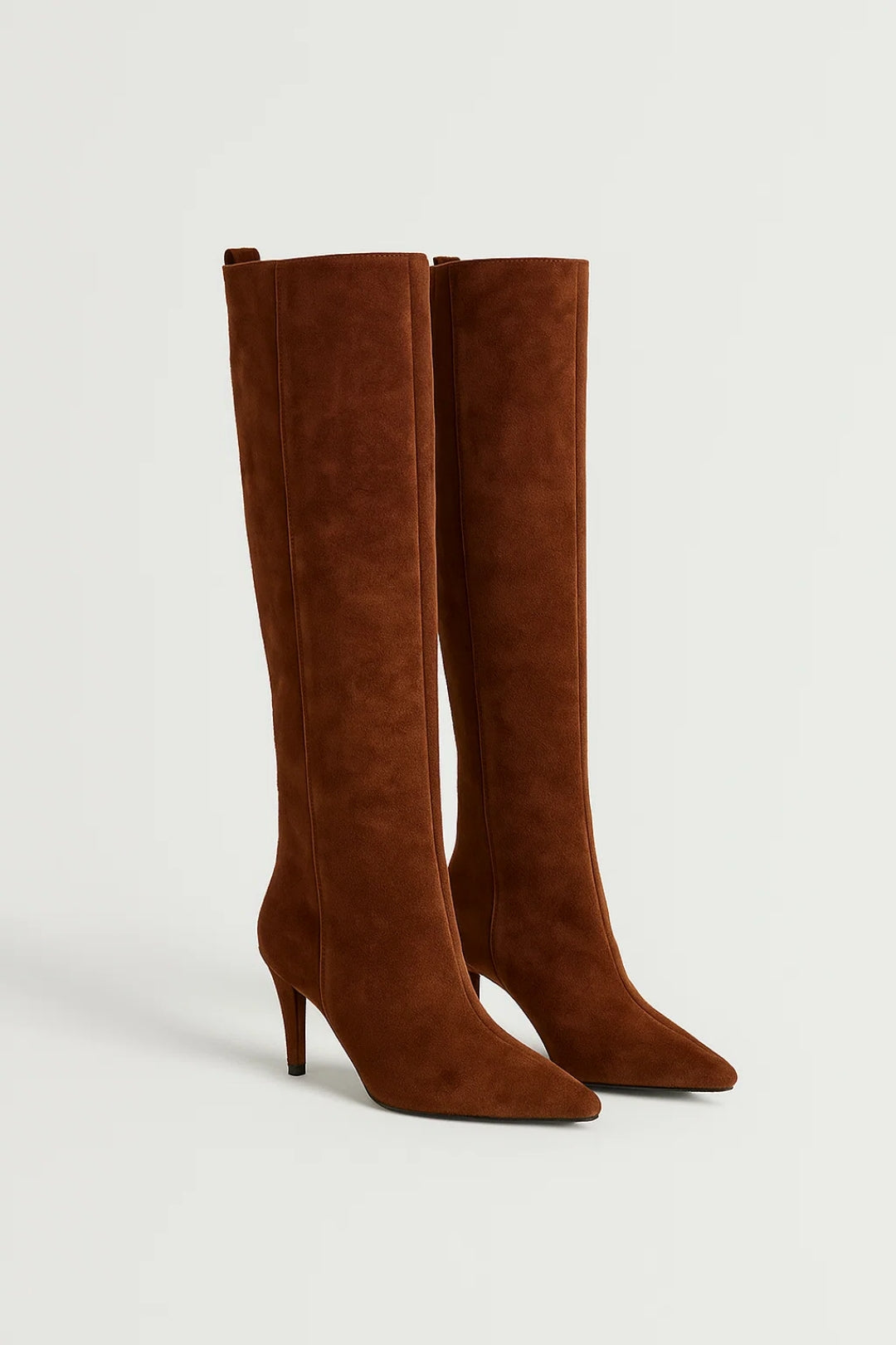 Women's Knee-High Boots | Pointed Heel | Autumn - Brown