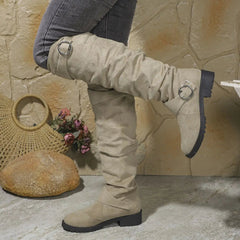 Women's Knee High Boots - Slouchy Block Heel | Autumn