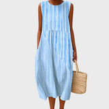 Women's Knee-Length Dress - Flowing Comfort | Summer - Blue 2