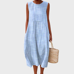 Women's Knee-Length Dress - Flowing Comfort | Summer - Blue 3