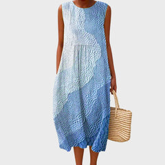 Women's Knee-Length Dress - Flowing Comfort | Summer - Blue
