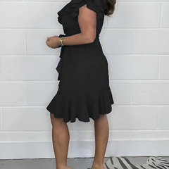 Women's Knee-Length Dress | Ruches | V-Neck | Summer