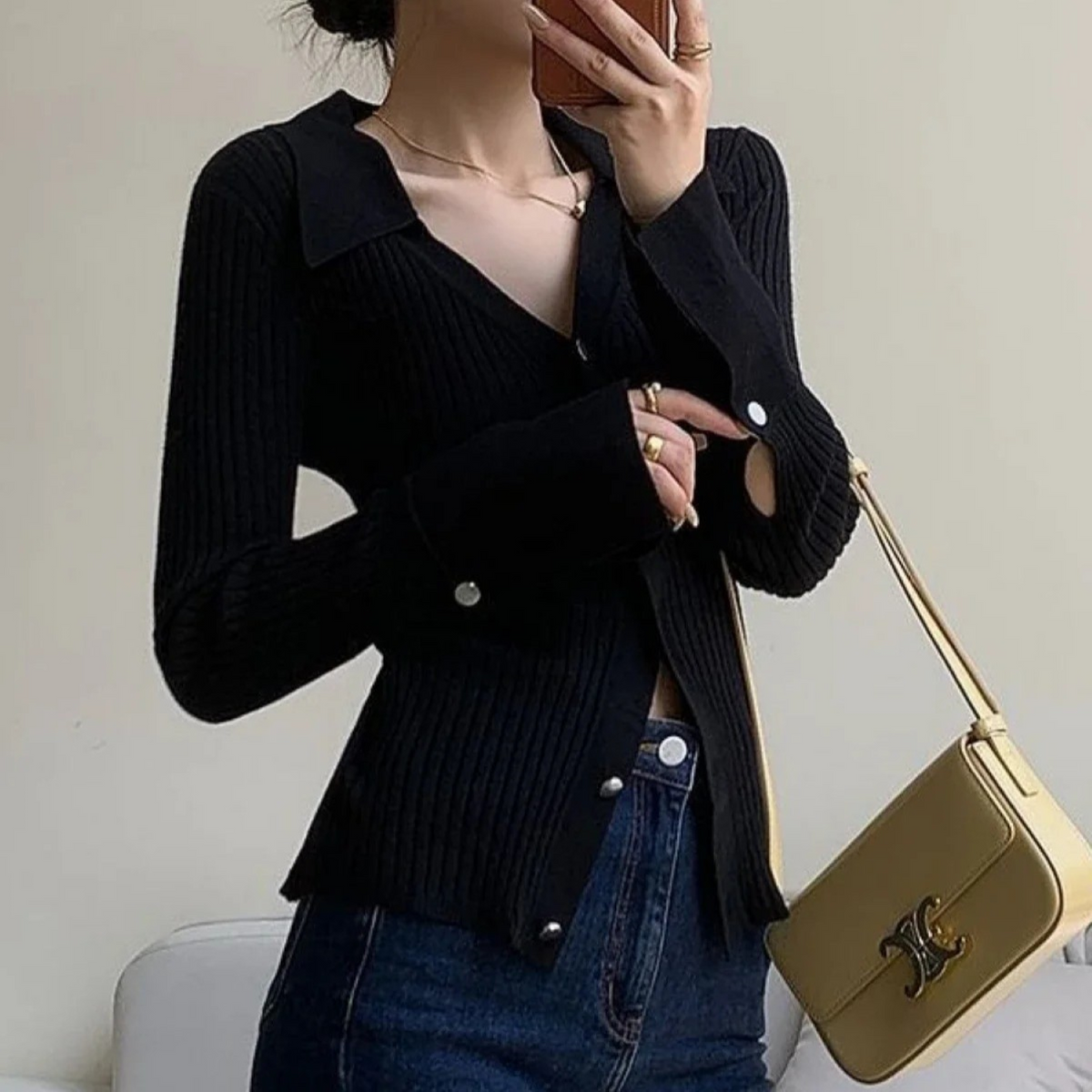 Women's Knit Cardigan | Ribbed Knit | Winter