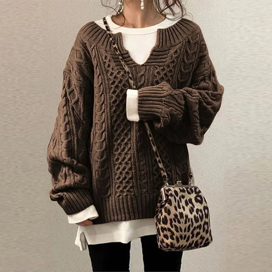 Women's Knit Comfort Sweater - Cozy Everyday Layer | Fall - Brown