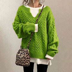 Women's Knit Comfort Sweater - Cozy Everyday Layer | Autumn - Green
