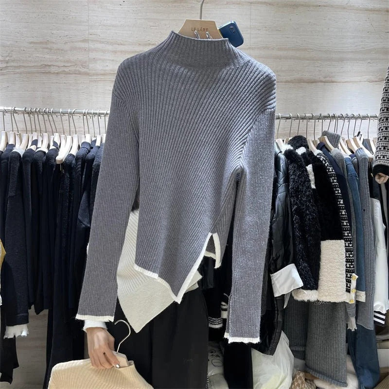 Women's Knit Sweater | Asymmetrical Hem | Winter