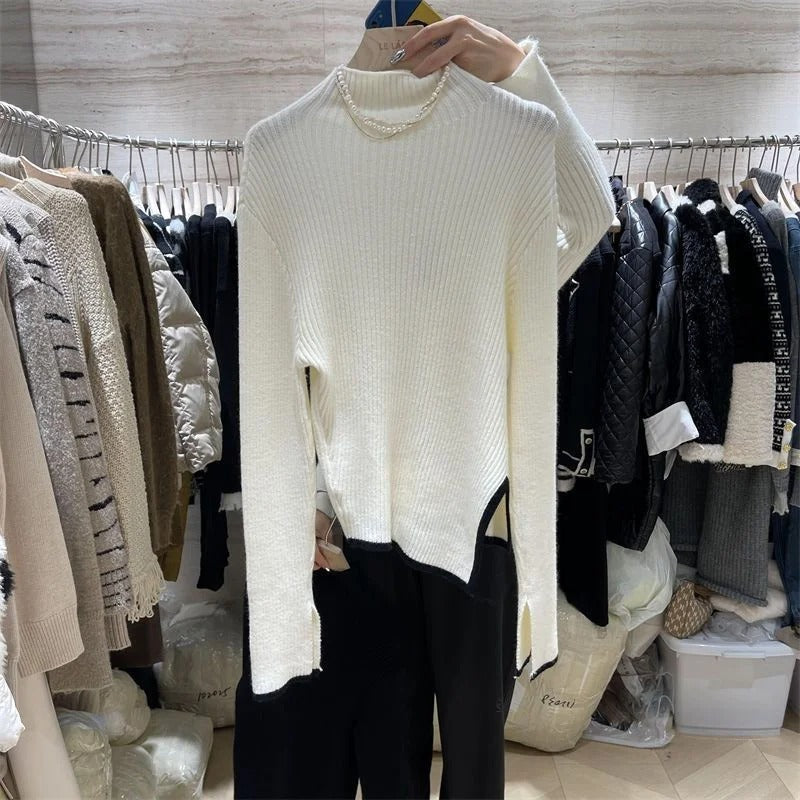 Women's Knit Sweater | Asymmetrical Hem | Winter