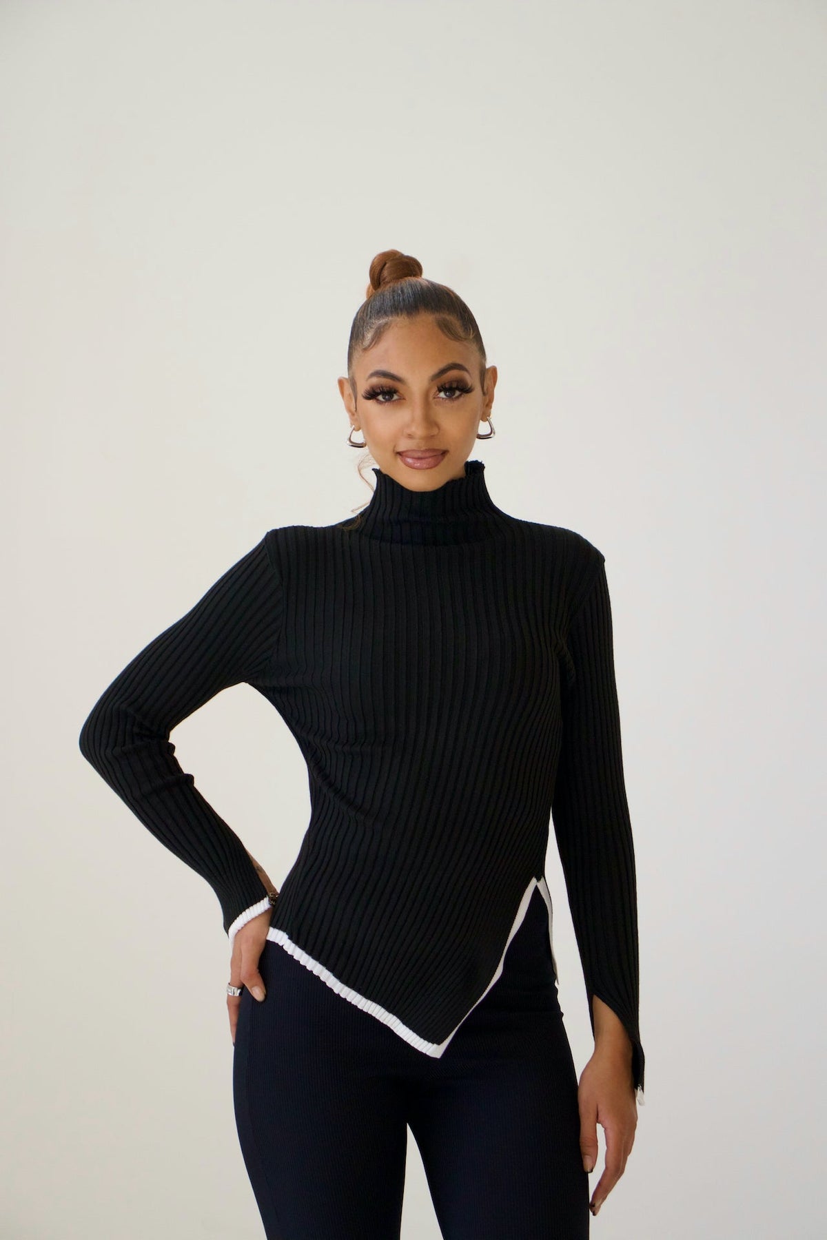 Women's Knit Sweater | Asymmetrical Hem | Winter