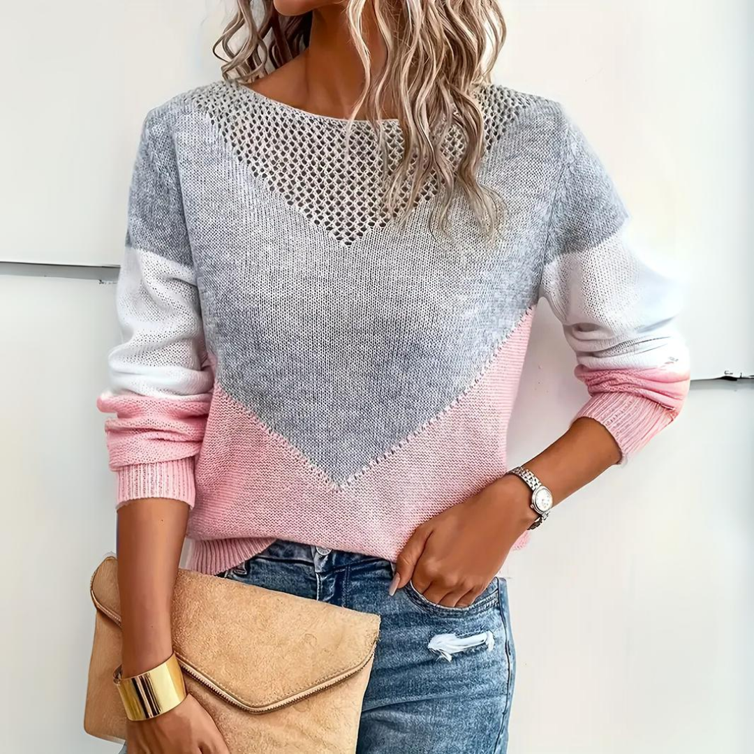Women's Knit Sweater | Color Block | Cozy | Winter