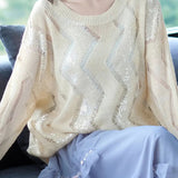 Women's Knit Sweater | Elegant Pattern | Winter - Apricot