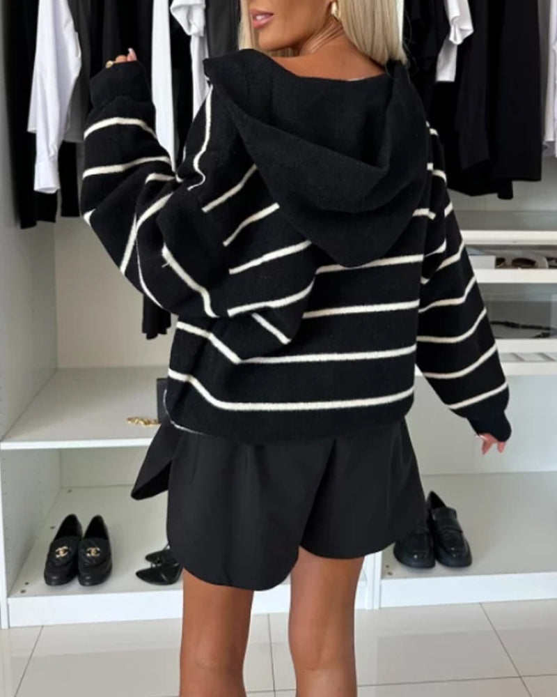 Women's Knit Sweater | Striped | Oversized Fit | Autumn