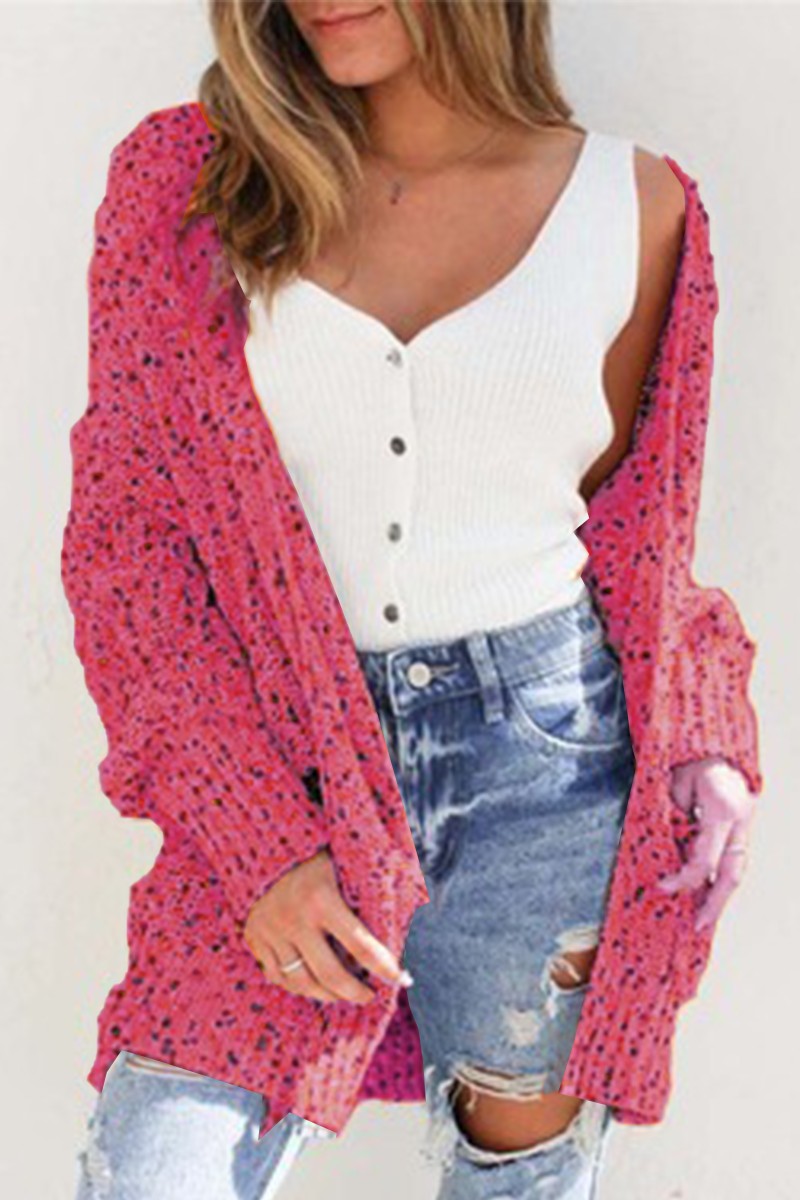 Women's Knit Vest | Print Design | Colorful | Autumn - Rose Red