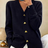 Women's Knitwear | Elegant | Button | Winter - Black