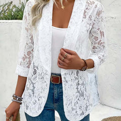 Women's Lace Blazer - Three-Quarter Sleeve Sheer Cover-Up | Spring