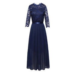 Women's Lace Bodice Three-Quarter Sleeve Maxi Dress - Formal | Spring