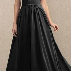 Women's Lace Chiffon A-Line Maxi Dress - Formal Evening | Spring - Black