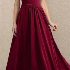 Women's Lace Chiffon A-Line Maxi Dress - Formal Evening | Spring - Burgundy