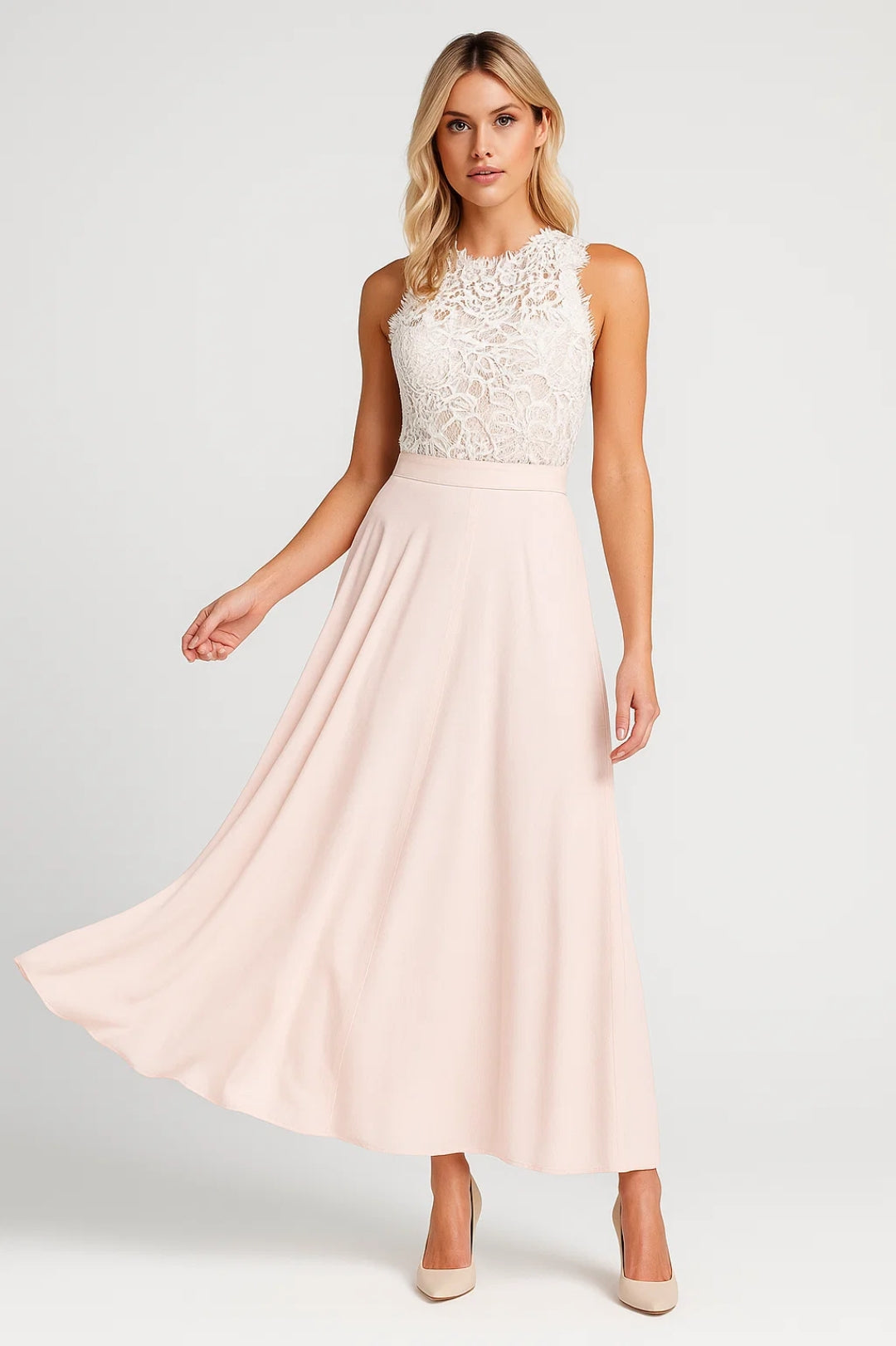 Women's Lace Maxi Dress | Elegant Pink | Romantic | Spring - Blush