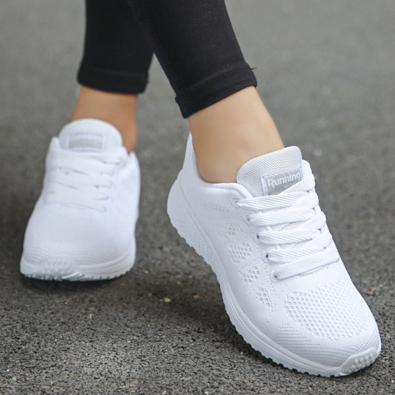 Women's Lace-Up Casual Walking Sneaker - Lightweight Summer Style
