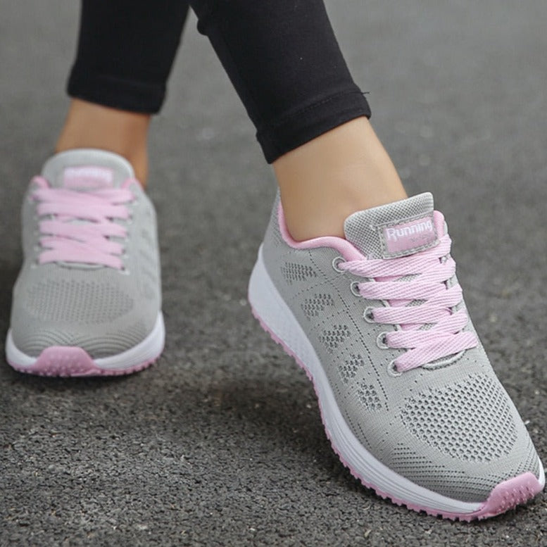 Women's Lace-Up Casual Walking Sneaker - Lightweight Summer Style