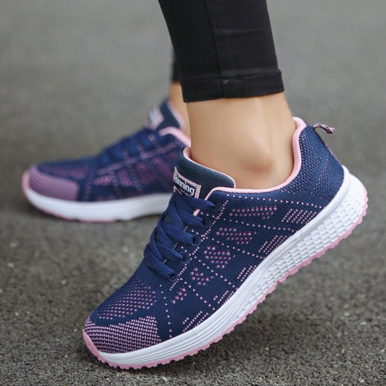 Women's Lace-Up Casual Walking Sneaker - Lightweight Summer Style
