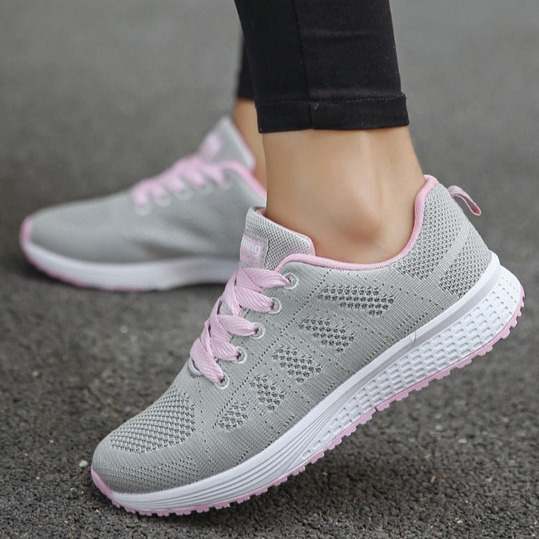 Women's Lace-Up Casual Walking Sneaker - Lightweight Summer Style