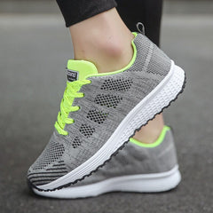 Women's Lace-Up Casual Walking Sneaker - Lightweight Summer Style - Green