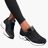 Women's Lace-Up Sneakers | Rounded Toe | Textile | Summer - Black
