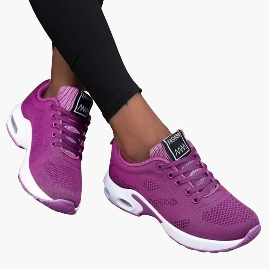 Women's Lace-Up Sneakers | Rounded Toe | Textile | Summer - Purple