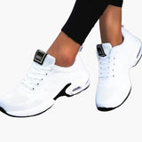 Women's Lace-Up Sneakers | Rounded Toe | Textile | Summer - White