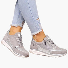 Women's Lace-Up Sneakers | Zip Closure | Textured | Summer