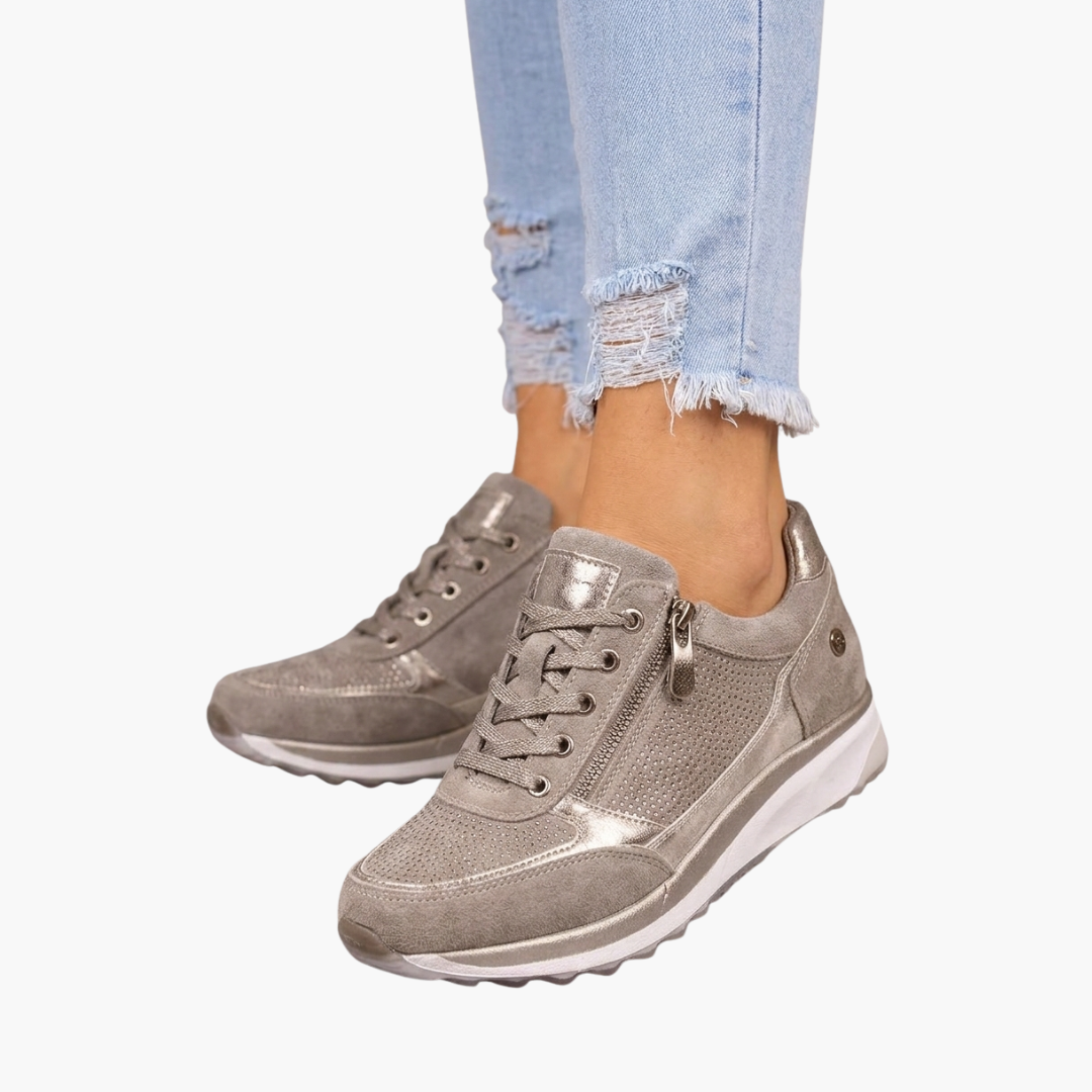 Women's Lace-Up Sneakers | Zip Closure | Textured | Summer
