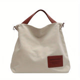 Women's Large Canvas Hobo Tote Bag with Adjustable Strap - Cream