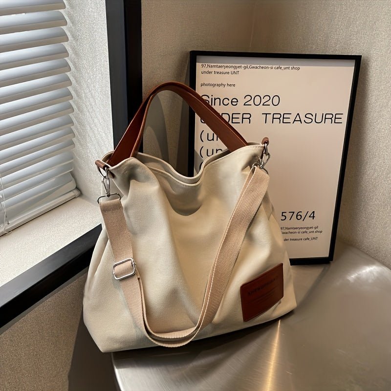 Women's Large Canvas Hobo Tote Bag with Adjustable Strap